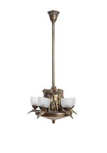 Antique Hanging Lamp, Cherubs