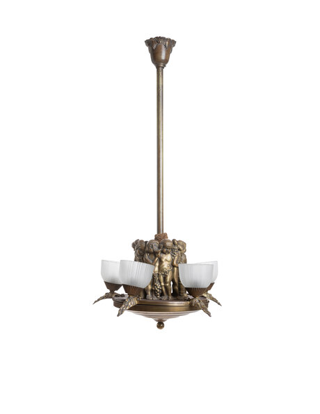 Hanging lamp, brass, 1930s, Austrian
