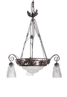 Degue Klassieke Hanglamp, Fer Forge, Jaren 30