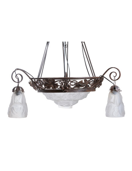 Art Deco hanging lamp, frosted glass