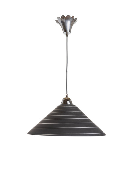 Black glass hanging lamp with white spiral