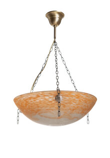 Orange Glass Hanging Lamp, France, 1930s
