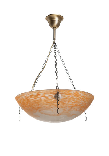 Oranje Glazen Hanglamp, Frankrijk, Jaren 30