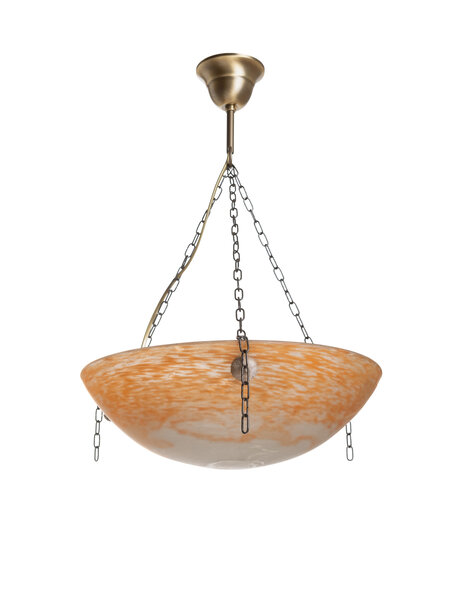 Old hanging lamp, bowl on three chains, French