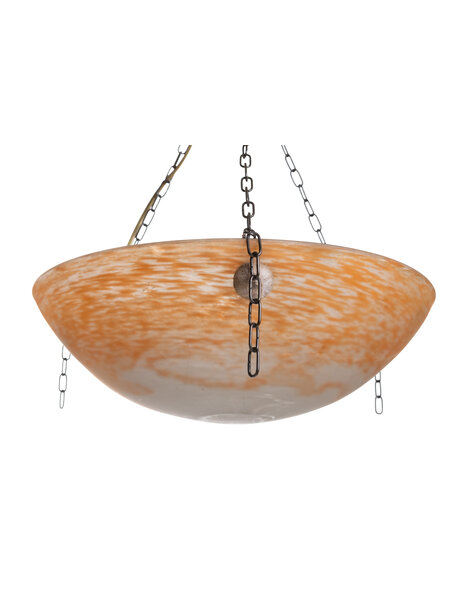 Old hanging lamp, bowl on three chains, French