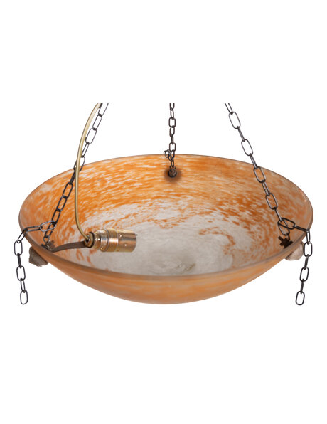 Old hanging lamp, bowl on three chains, French