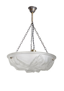 Franse Art Deco Hanglamp, Persglas, Jaren 30