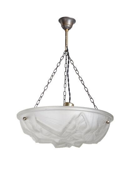 Franse Art Deco Hanglamp, Persglas, Jaren 30