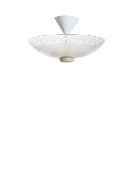 Vintage hanging lamp, glass bowl near ceiling