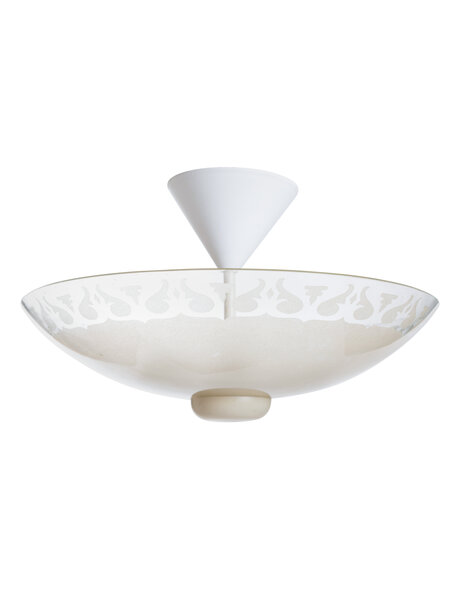 Vintage hanging lamp, glass bowl near ceiling