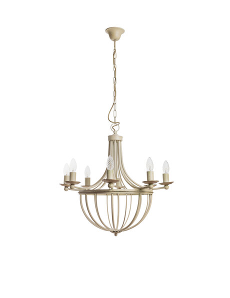 Chandelier, metal, modern, cream colored