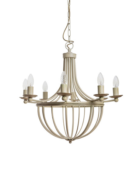 Chandelier, metal, modern, cream colored
