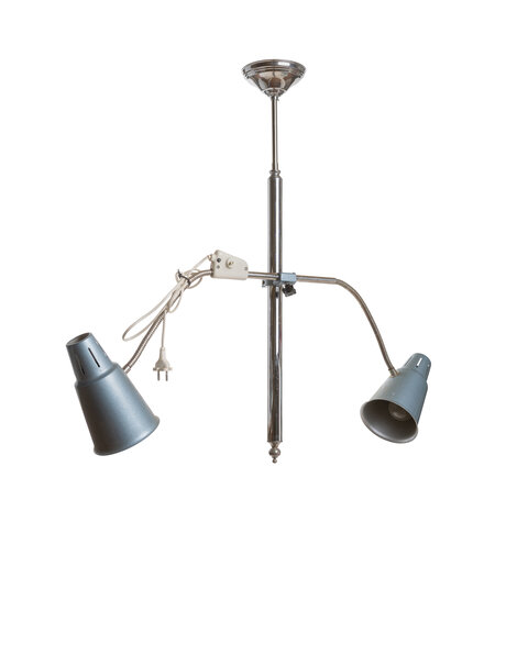 Vintage hanglamp, blauw-grijs metallic