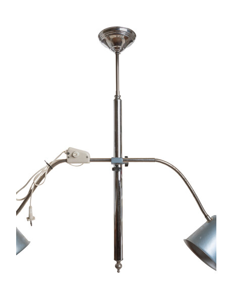 Vintage hanging lamp, blue-gray metallic