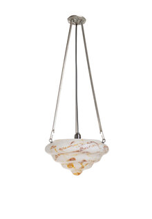 Art Deco Hanging Lamp, Marbled Bowl on Tubes