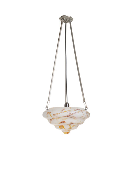 Art Deco hanging lamp, orange-brown marbled glass