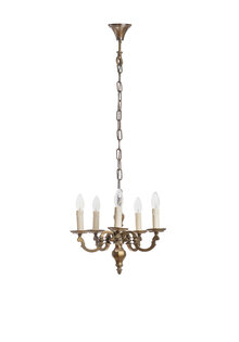 Small Brass Chandelier, Brown-Gold
