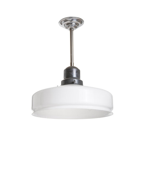 Strakke hanglamp, wit glas