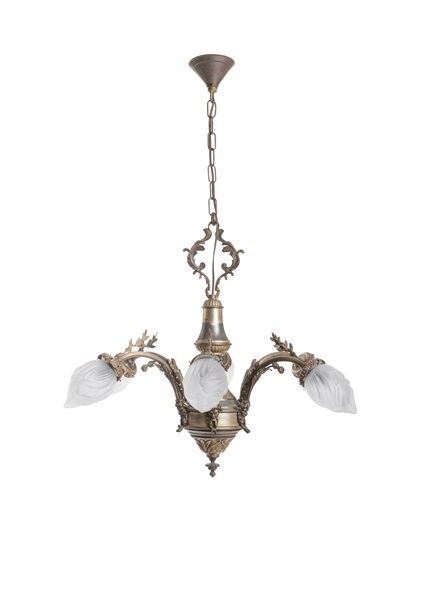 Prachtige Klassieke Hanglamp, Vlam Kapjes, Jaren 30