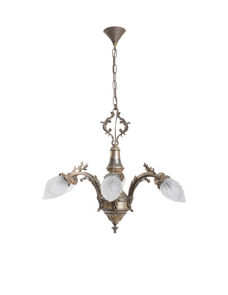 Classic hanging lamp, frosted glass flames