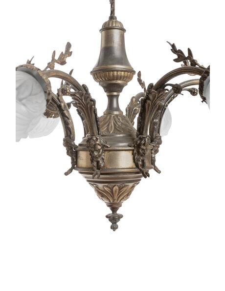 Classic hanging lamp, frosted glass flames