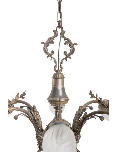 Classic hanging lamp, frosted glass flames