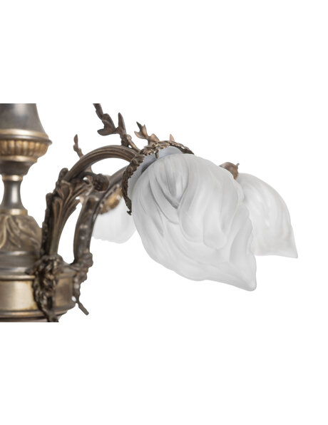 Classic hanging lamp, frosted glass flames