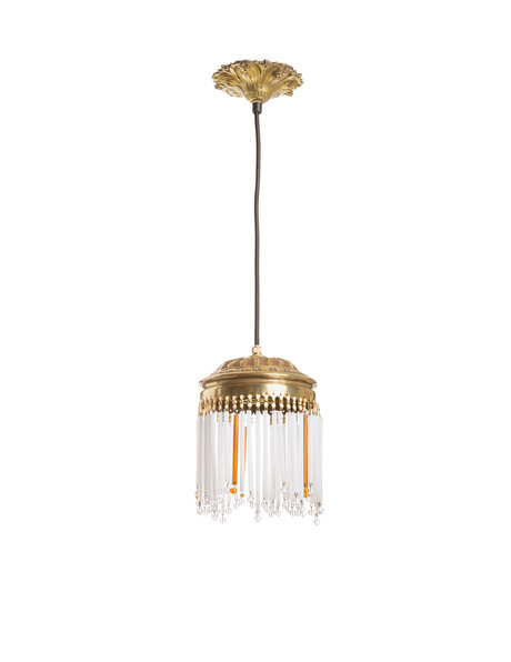 Kleine messing hanglamp, lange kralen