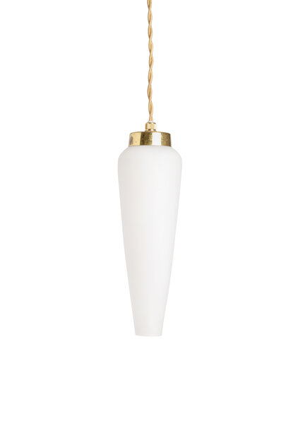 Vintage Hanging Lamp, Matte White Glass Whistle