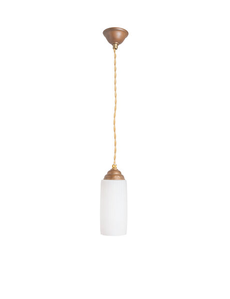 Kleine vintage hanglamp, wit glazen kelkje