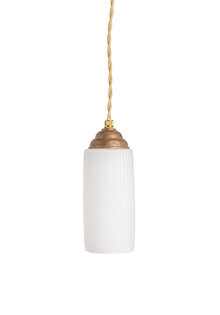 Hanging lamp, White Cylinder on Gold Fixture