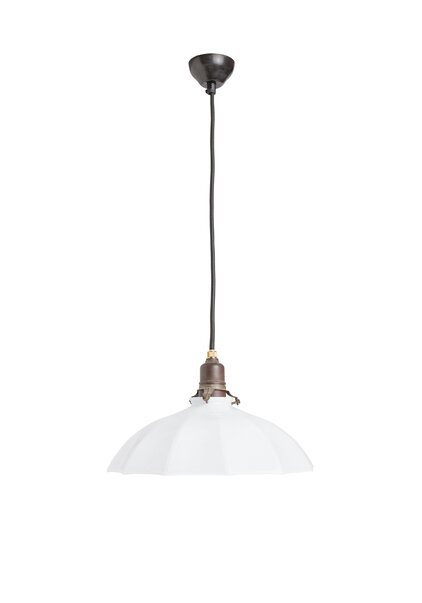 Hanging lamp, White Opal Glass on a Cord, 1940s