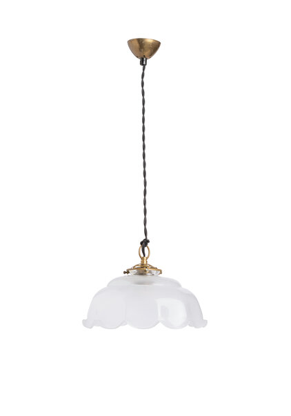Frosted Glass Hanging Lamp on Cord, 1930s