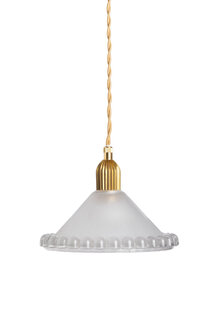 Small Art Deco Hanging Lamp, Matte and Clear Glass