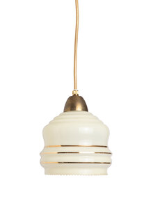 Licht geel Glazen Hanglampje, Vintage, Jaren 40