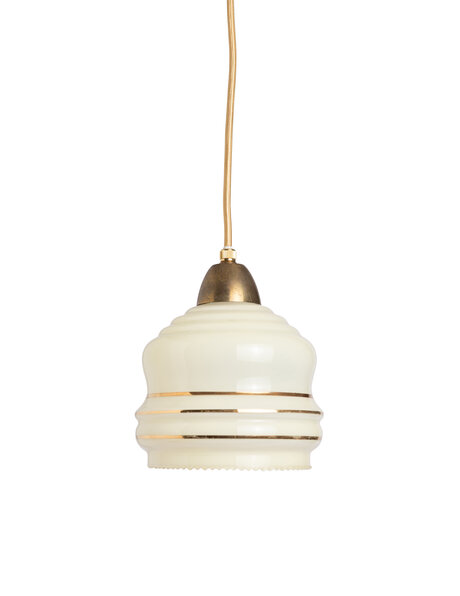 Klein hanglampje, licht geel glas aan snoer