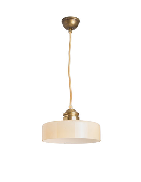 Vintage hanglampje, licht gele lampenkap aan snoer