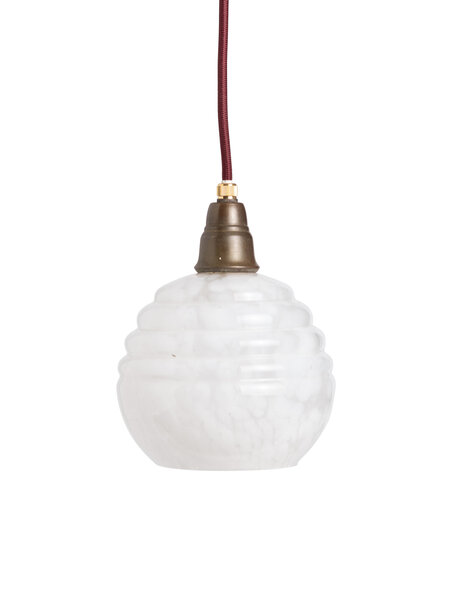Vintage hanglampje, wit gemarmerd glas