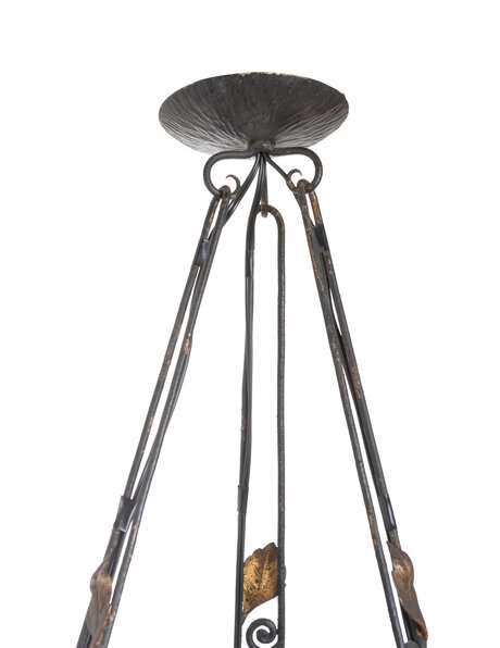 1930s hanging lamp, blue-white glass, French