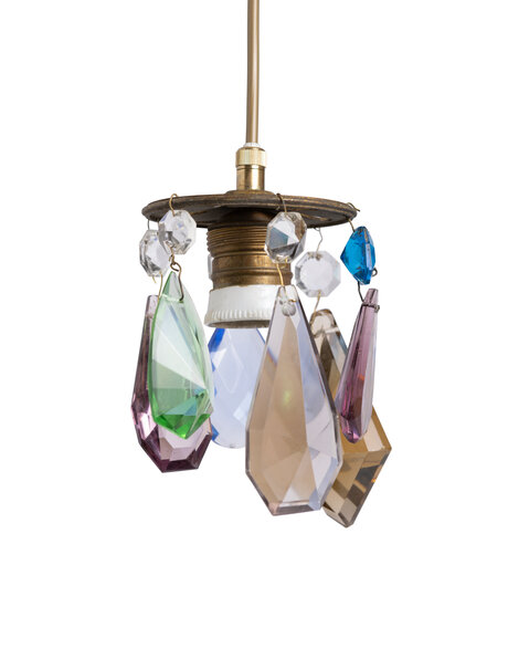 Vintage hanglampje, gekleurde glazen kralen