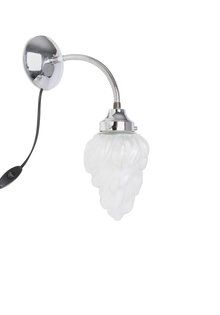 Vintage Wall Lamp, Chrome with Matte Glass Flame