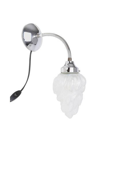 Oude wandlamp, buigarm met vlamkapje