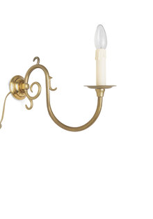 Messing Wandlamp, Zwanenhals met 1 Kaars