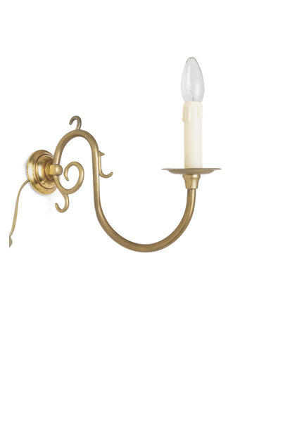 Brass Wall Lamp, Gooseneck with 1 Candle