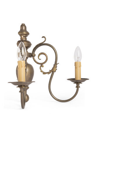 Messing Wandlamp met Krullen, Jaren 40