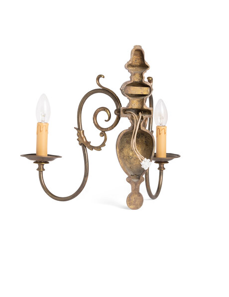 Classic wall lamp, 2 candles, brass