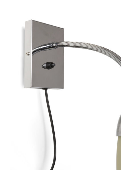 1950s wall lamp, chrome and glass