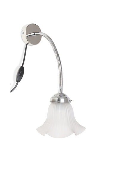 Old wall lamp, chrome, frosted glass shade
