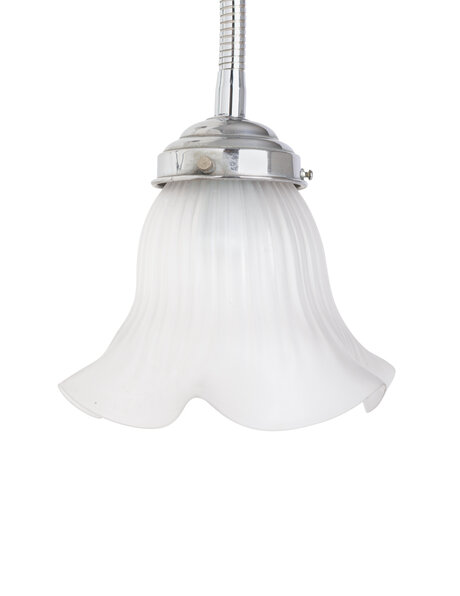 Old wall lamp, chrome, frosted glass shade