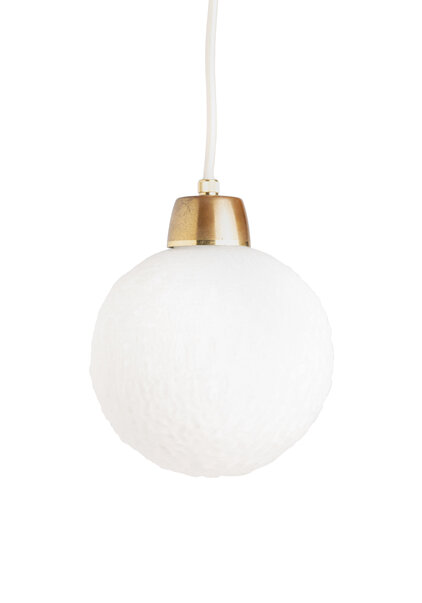 Kleine Hanglamp, Off White Glas, Bolletje, Vintage